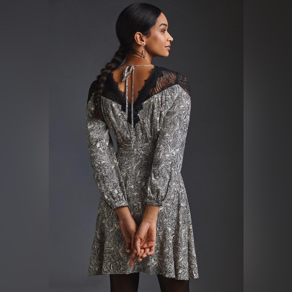 Anthropologie By Anthropologie Lacy V-Neck Mini Dress - Picture 2 of 11